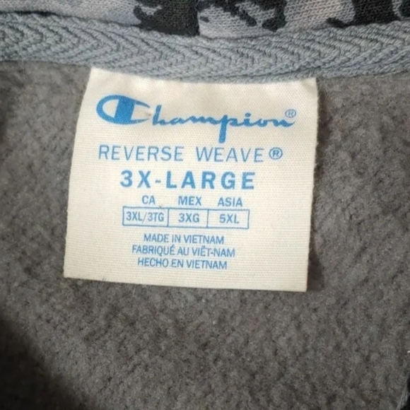 Champion Reverse Weave Hoodie Sweatshirt Adult 3X Animal Print Gray Leopard - Picture 9 of 12